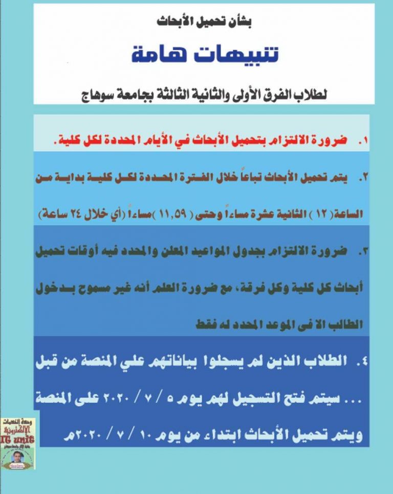 اعلان هام بشأن تسليم الابحاث